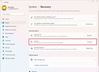 Windows 11 rollback option